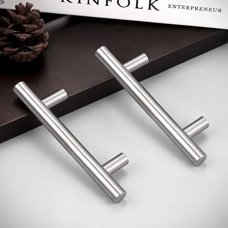 Cabinet Handles Euro T Bar Cabinet Pulls Stainless Steel Kitchen Drawer Handles Brushed Nickel Furniture Dresser Hardware
