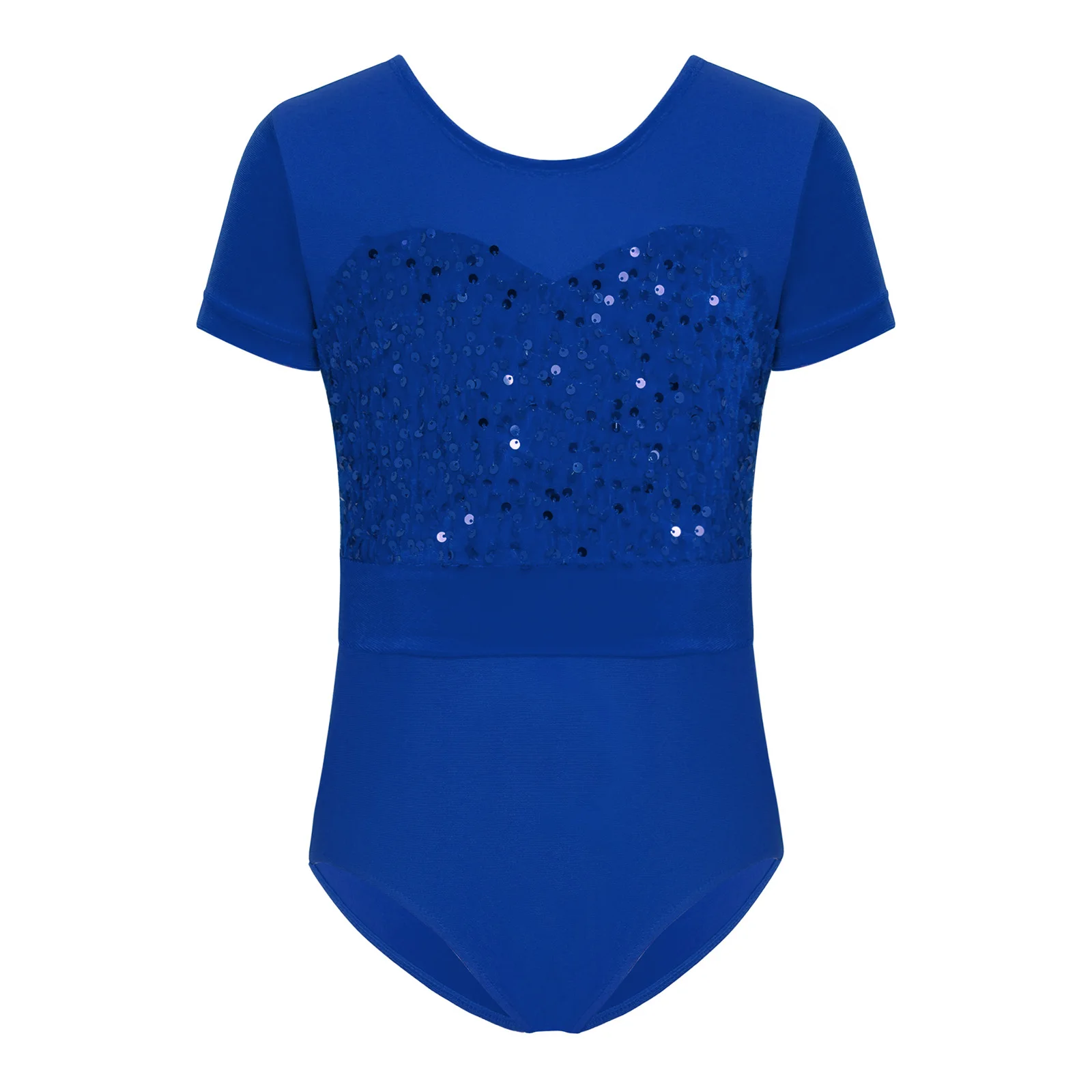 أطفال بنات الباليه ملابس رقص الجمباز جولة الرقبة قصيرة الأكمام الترتر المخملية المرقعة الصحافة أزرار المنشعب ارتداءها للممارسة #3