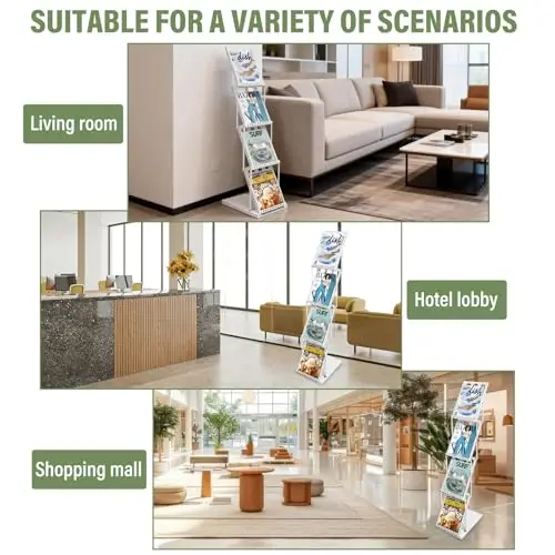

White 4-Compartment Foldable Literature Display Stand With Carry Bag For Office, Trade Shows, Hotel Lobby, And Shopping Malls