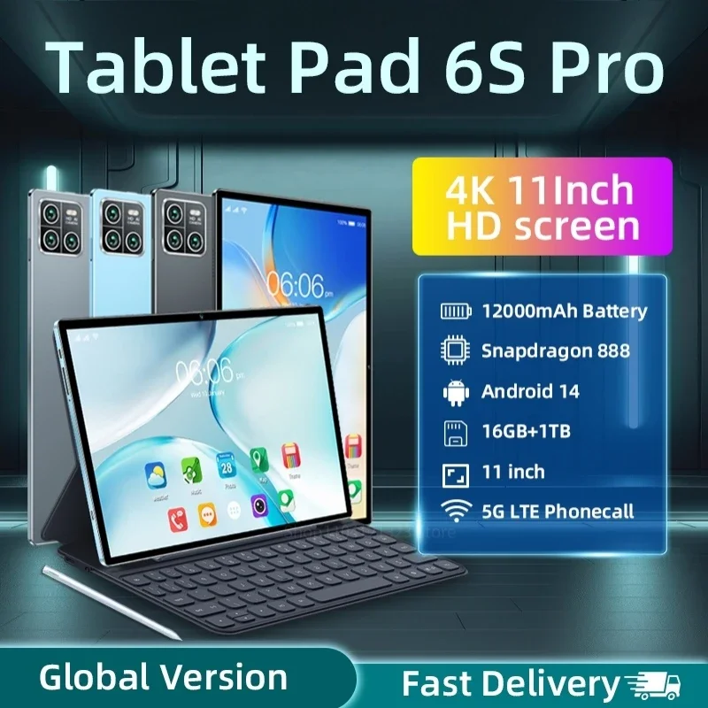 

2024 Global Version Original Pad 6S Pro Tablet PC HD 4K Android 14 Snapdragon 888 11inch 16GB+1TB 12000mAh 5G Dual SIM WIFI MI