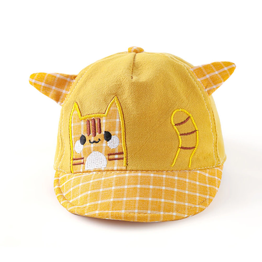 Baby Caps Children Cartoon Cat Pattern Soft Cotton Baseball Cap Cute Boys Grils Hats For Kids 6-36 Month