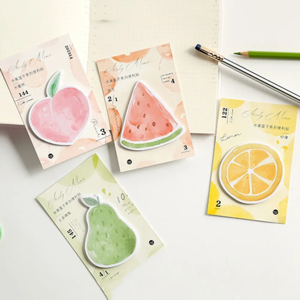 Special-shaped Cute Fruit Sticky Note Memo Pad Stationery Fruit Sticker Bookmark Sticker Self Adhesive Creative Notepad