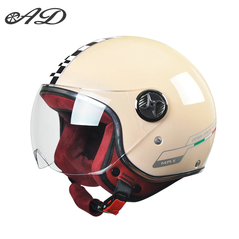 AD Retro Harley Electric Car Helmet for Men and Women in Autumn and Winter, Warm and Cold proof Half Helmet