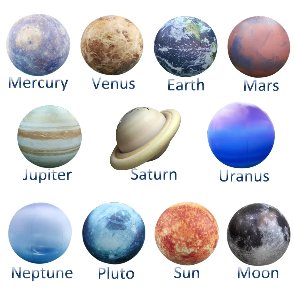 Giant LED Colorful Inflatable Solar System Astronomy Nine Inflatable Planets + Inflatable Moon Inflatable Sun For Decoration