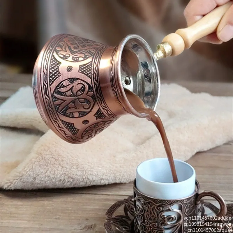 Silver Hand-brewed Pot, Open Flame Electric Ceramic Stove Turkey Imported Coffee Pot Pure Copper High-quality Wooden Handle