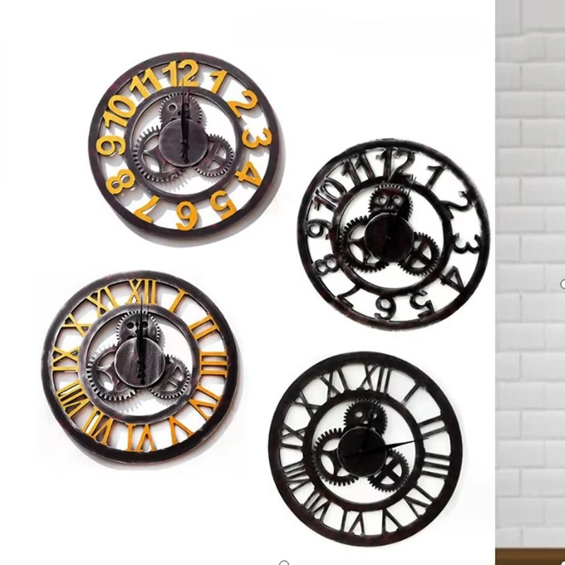 Industrial Mechanical Gear Clock, Vintage Handmade Wall Clock, Silent Timepiece, Rustic Decor for Homes, Steampunk   Accent