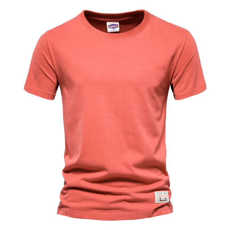 Camisetas 100% de algodón para hombre, camisa informal de manga corta con cuello redondo, Tops de calidad, ropa básica negra