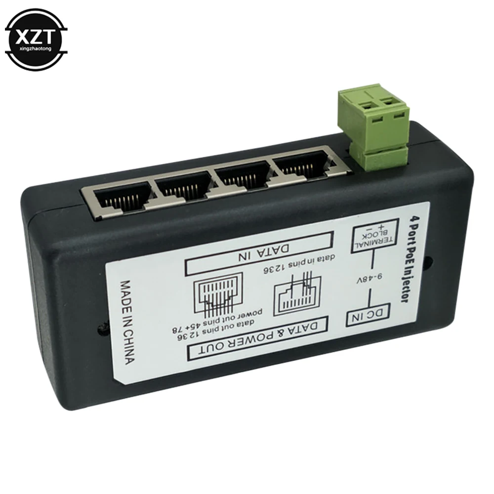 4-Port Centralized POE Power Supply Module 9-48V Bridge Monitoring Solar Battery Power Supply DC POE Power Supply Box