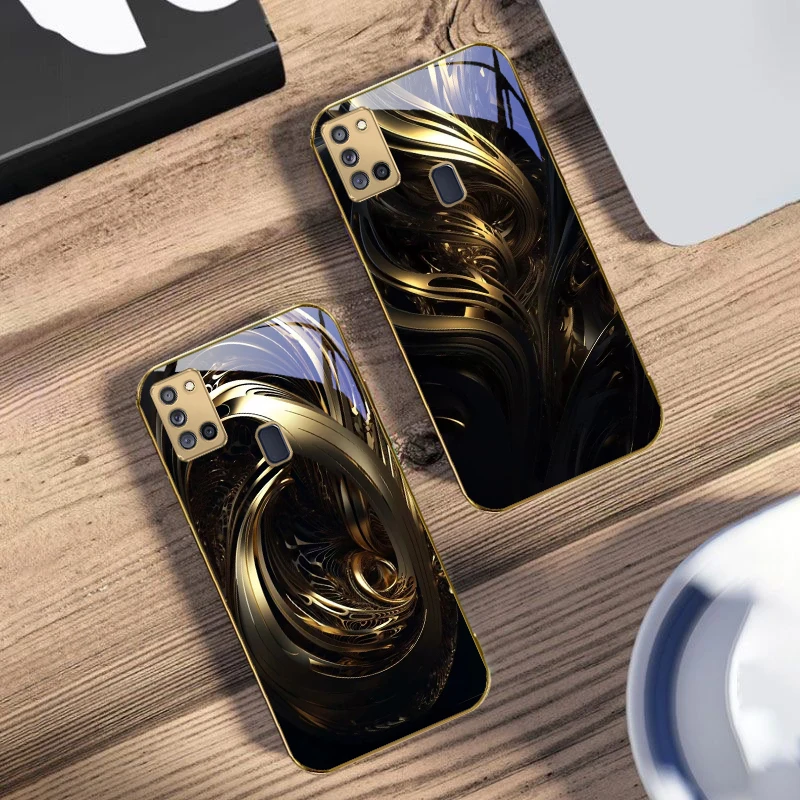 زيادة العواطف لسامسونج A 31 32 A33 A34 35 14 A15 13 16 25 26 50 52 53 54 55 56 70 71 72 73 حافظة هاتف زجاجية ذهبية