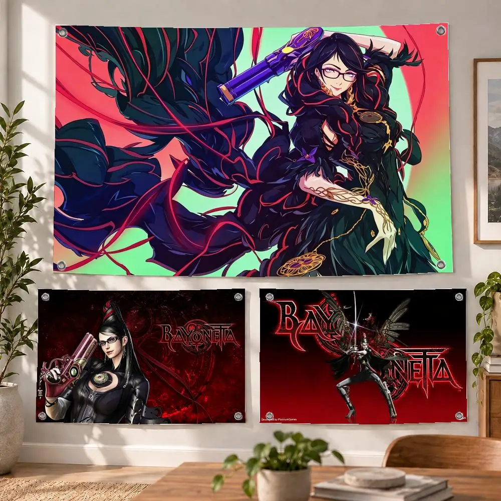 Game Action Bayonetta Flags Decorative Flag Banner Indoor Bedroom Dorm Gaming Room Wall Party Club Decor Fan Gift