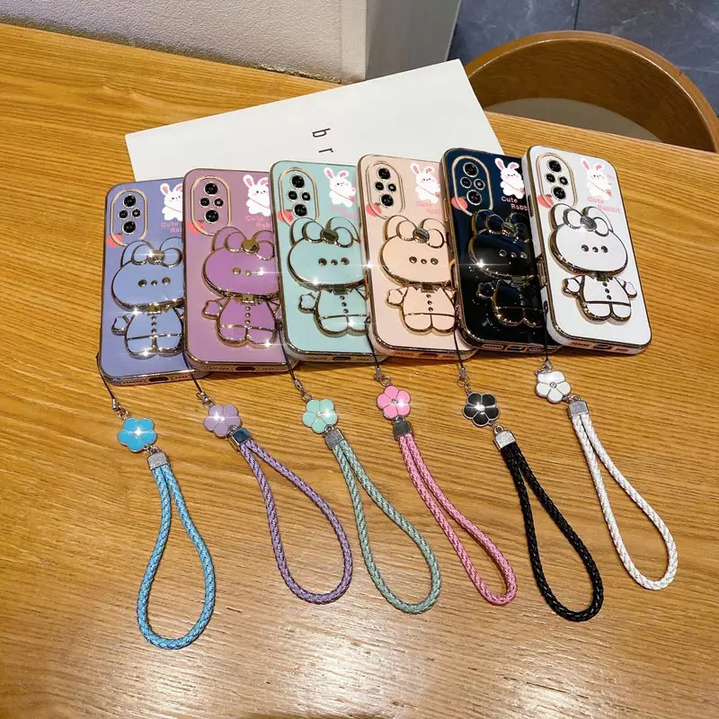 البرسيم حزام الحبل الجزرة لطيف أرنب حامل هاتف حافظة لهاتف هواوي الشرف 9X Pro 60 70 80 90 100 200 300 Pro Ultra Y9s