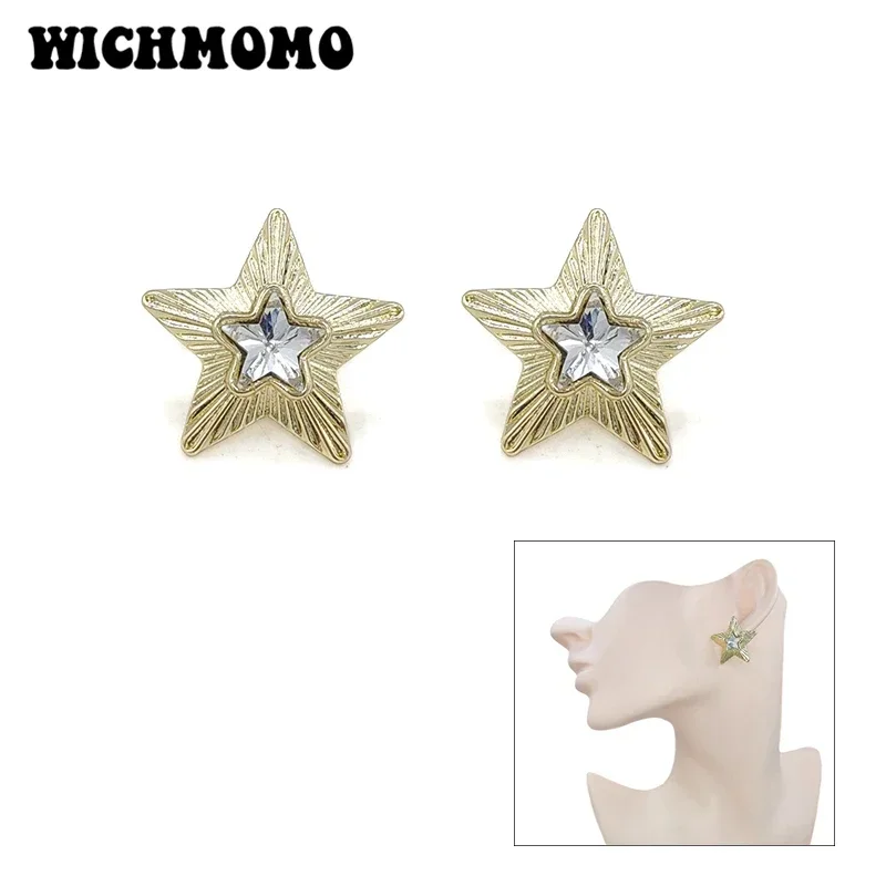 New 1pair High-quality Environmentally Friendly Zinc Alloy Stars Inlay  Crystal Beads Stud Earrings Women's Accessories Gifts