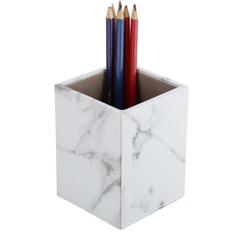 シンプルな PU スクエアシングルペンホルダー無地レザー収納ホルダークリエイティブオフィス/学校デスクトップ収納ボックスビジネスギフト