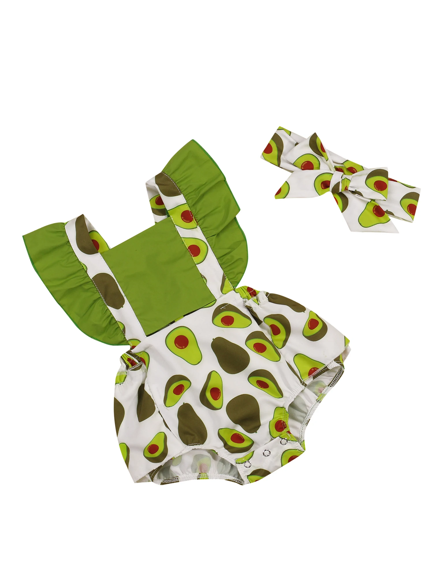 

3 Pcs Infant Summer Sets Baby Boys Watermelon Orange Apple Print Short Sleeve Bodysuit Pants Hat Outfits for Newborns