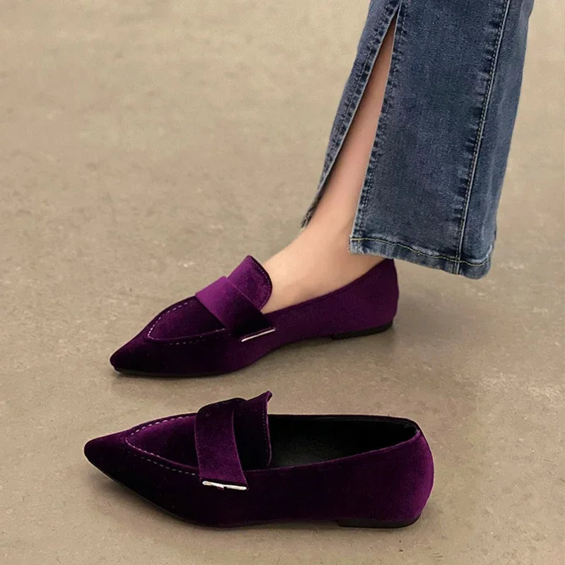 Women Flats Ballet Dance Pointed Toe Sandals Shoes 2024 Spring New Designer Loafers Shoes Suede Casual Sport Walking Zapatillas