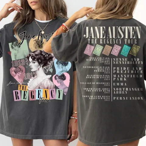 Jane Austen Gift Pride and Prejudice Regency Tour Eras T-shirt Bookish Dark Academia Clothing Reading Shirt Downtown Girl Tees