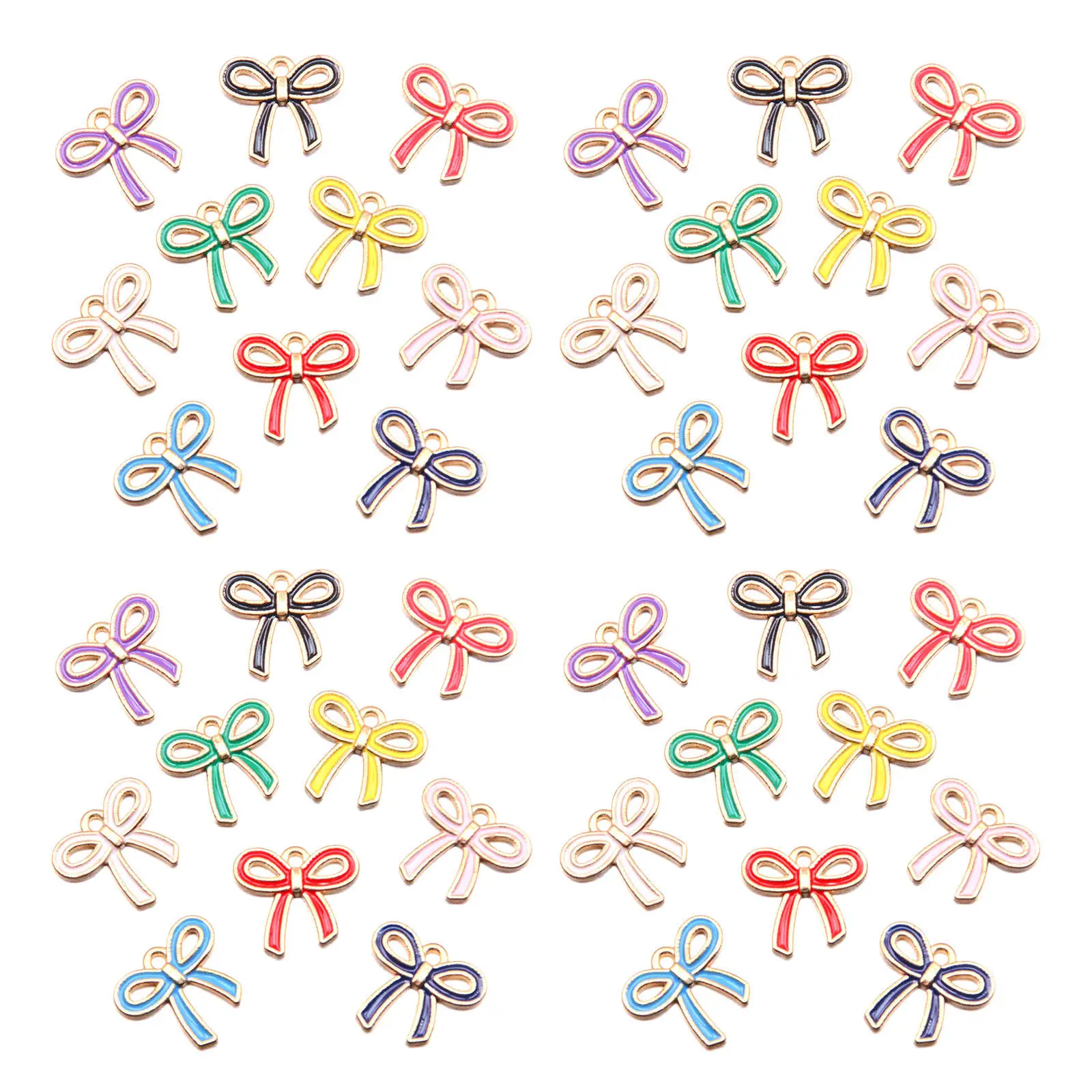 

50Pcs Colorful Mini Bowknot Charms Alloy Bow Connector Pendants for DIY Bracelet Necklace Earring Making Jewelry Craft Charm
