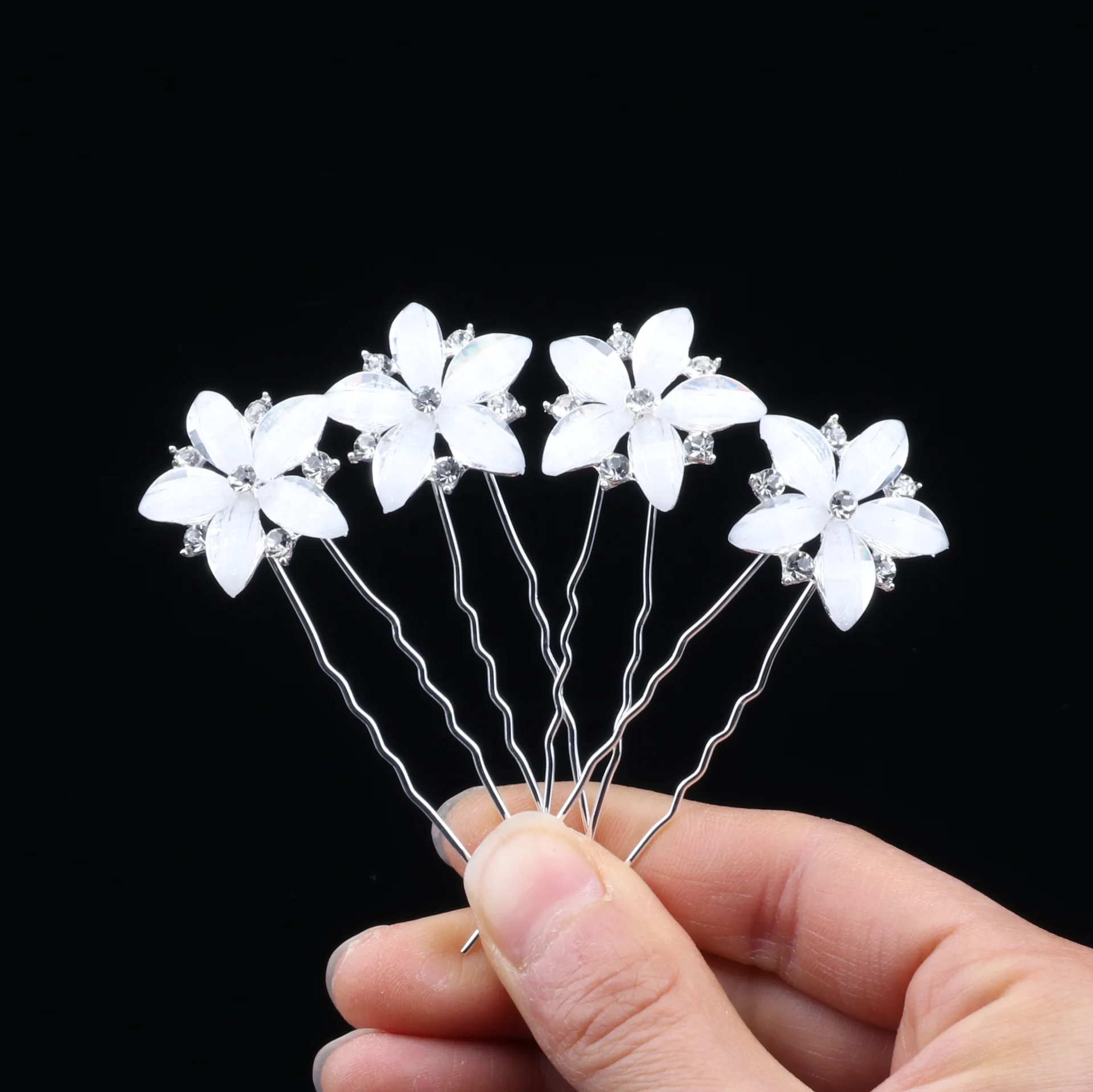 الراقية العروس دبوس الشعر أداء الأطفال دبوس الشعر فستان الشعر لؤلؤة الشعر شوكة كريستال زهرة على شكل حرف U كليب الأوروبية وأميري