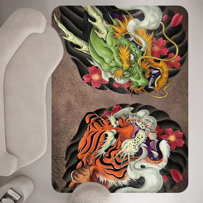 Japanese Art Tattoo Room Mats Retro Multiple Choice Living Room Kitchen Rug Non-Slip Welcome Rug