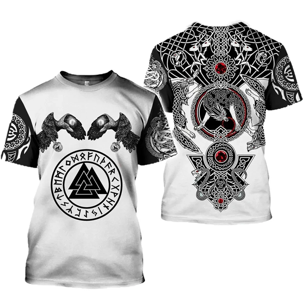 Viking symbol T Shirt 3D Print Men Women Short sleeve Tshirts Hip Hop streetwear O-neck Vintage T-shirt Unisex clothing