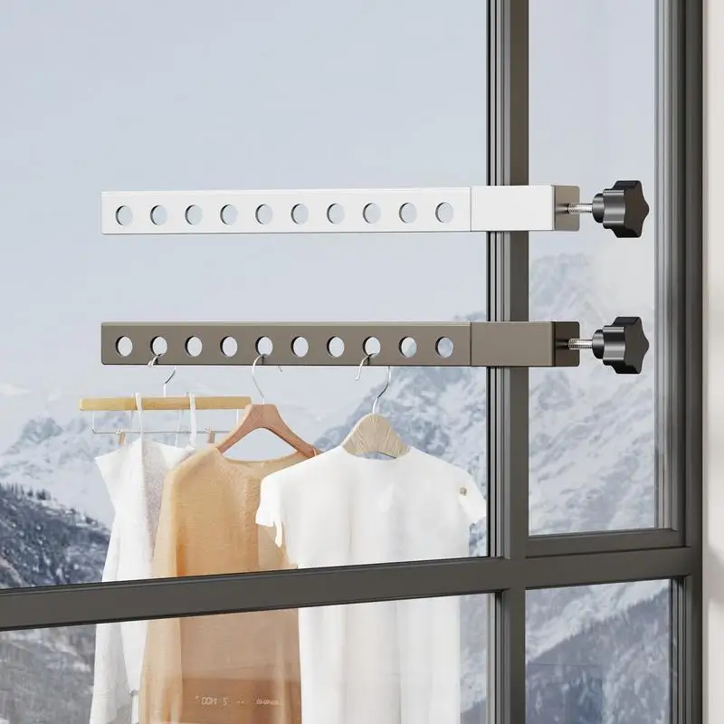 Window Frame Drying Rack Small Spaces Wall Mounted Laundry Hanger Travel Towels Coat Lingerie Drying Space Saver for Balcony