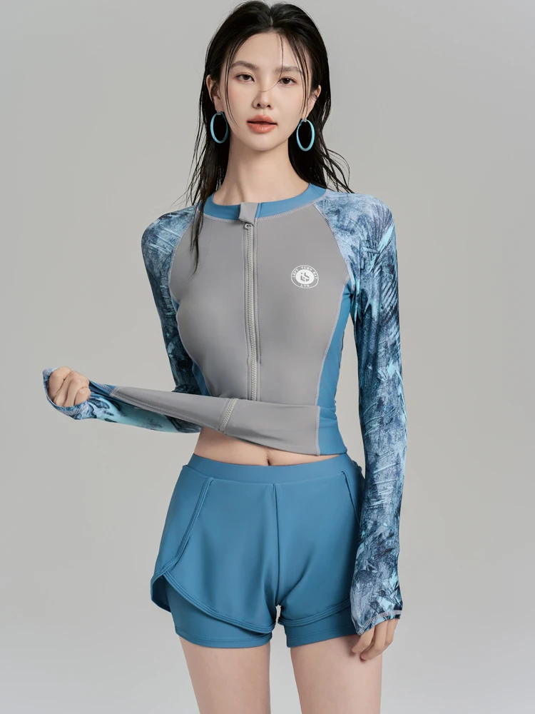 

Новый женский слитный купальник 2025 года с длинным рукавом, термоизоляционный, скрывающий недостатки фигуры, для термальных источников, для плавания, студенческий