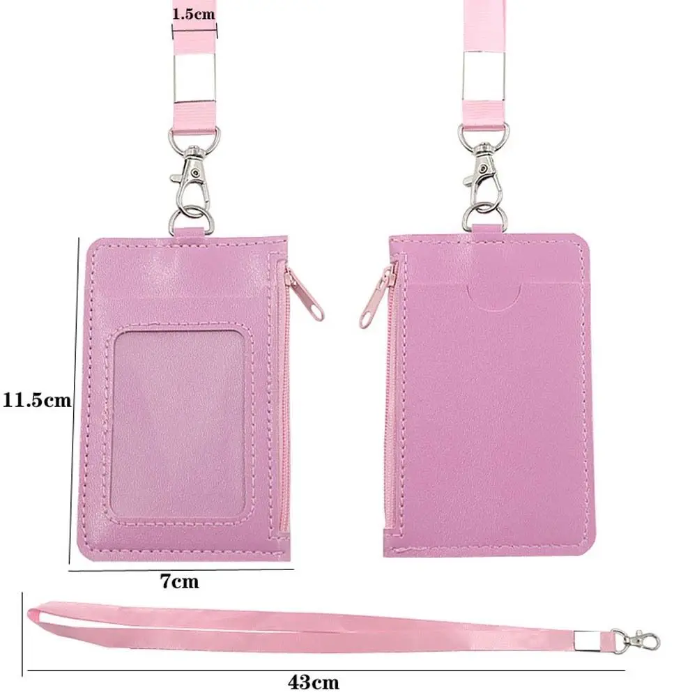 Lanyard ID Card Holder Office Supplies Badge Holders Zipper Coin Purses Money Pouch Wallet ID Holders with Neck Strap Outdoor