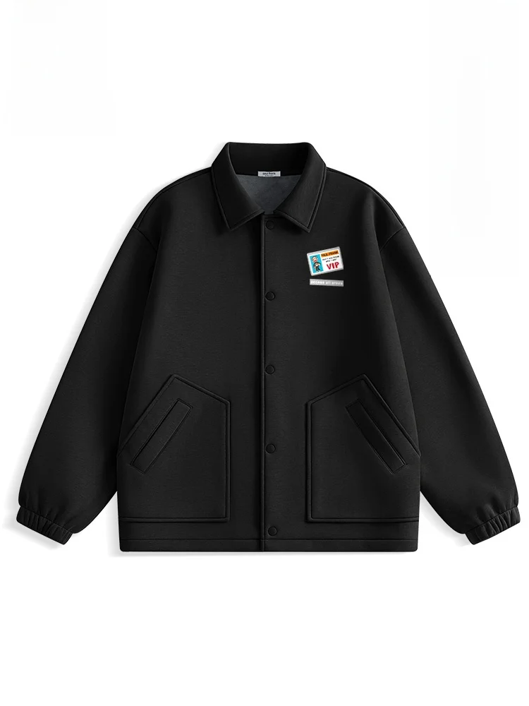 

Men's Bla Knitted Fce Lined Thiened Jaet Casual Faion Urban Sle Winter Coat Long Sve Flip Collar