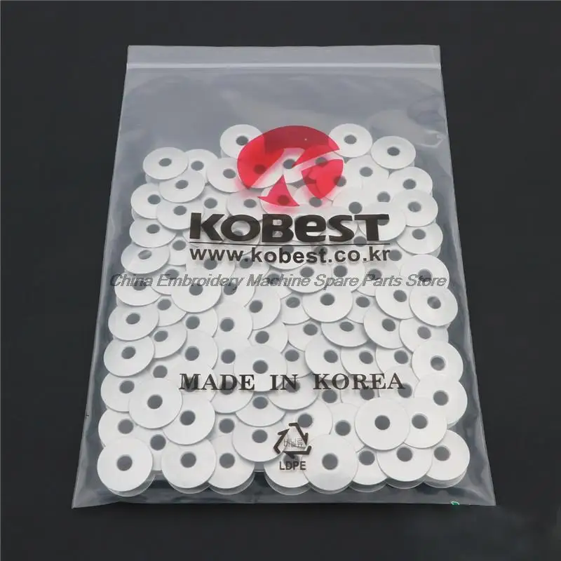 

100pcs bobbins Korea Kobest K brand 1.6 times bobbin diameter 23mm core for Zgm Feiya Tajima Computer Embroidery Machine Parts