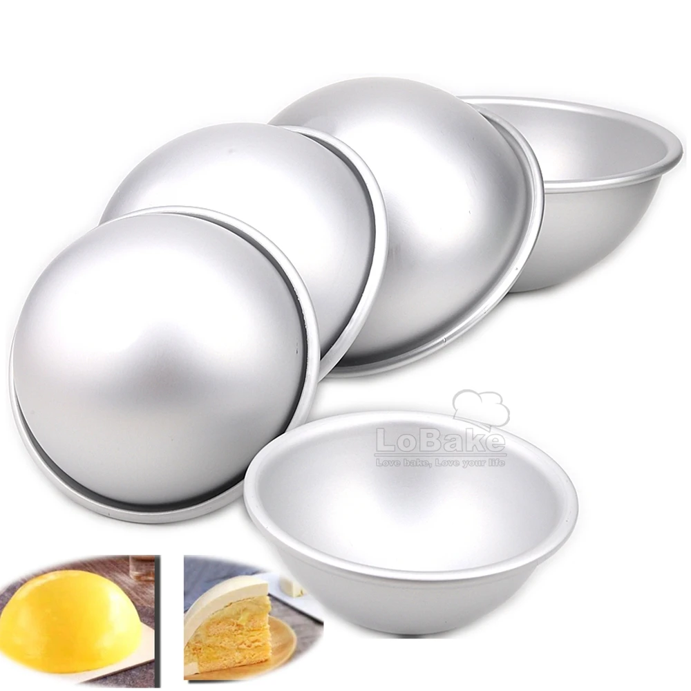 2pcs/lot 4 5 6 7 8 Inch Half Ball Aluminium Cake Moulds