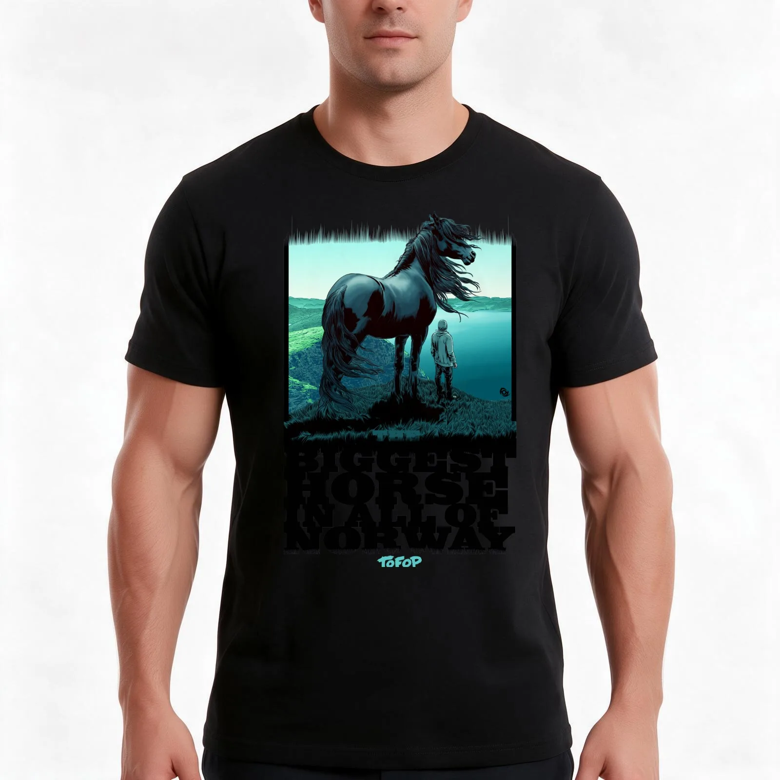 TOFOP - The Biggest Horse in ALL of Norway T-Shirt, Summer Casual Cotton Tee, Oversized Streetwear Tops, Vintage Graphic Print