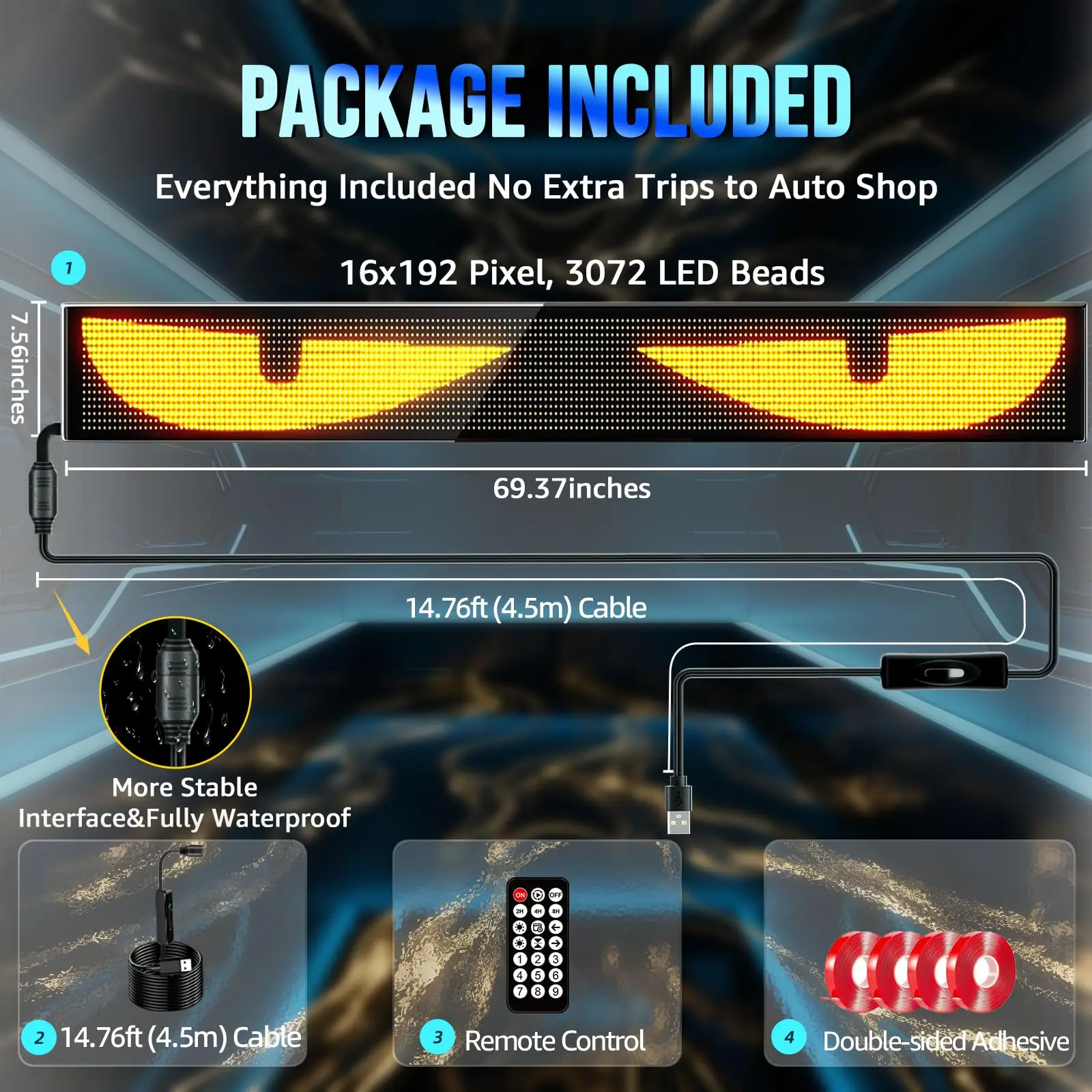 2PCS Devil Eyes Light Car Windshield Flexible LED Display Programmable Pixel Screen APP Control Remote RGB Dynamic Big Eye Light - Image 2