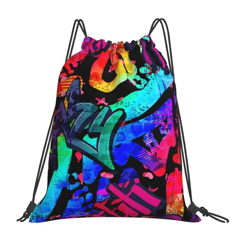 Graffiti Drawstring Bags Women Men Foldable Lightweight Sports Gym Sackpack American Comic Collection Pop Art Training Backpacks