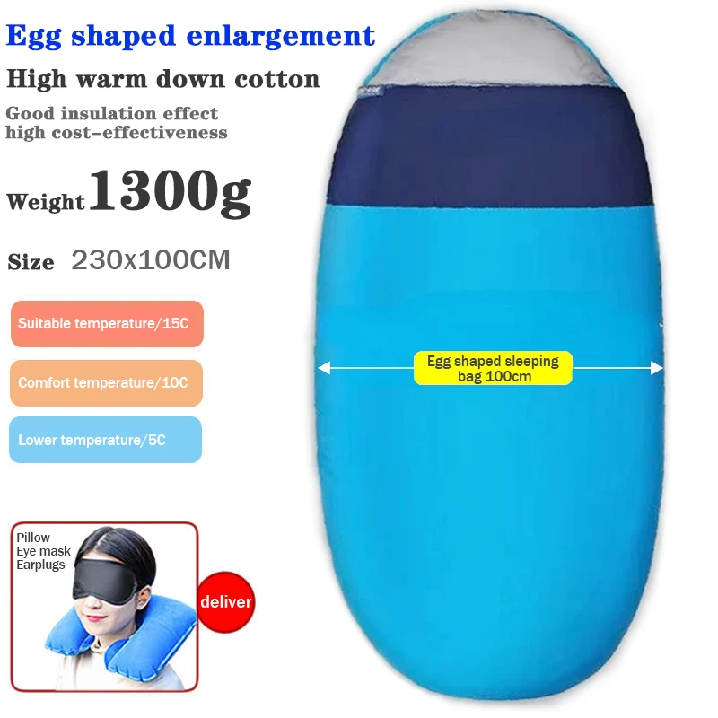 Outdoor Camping Egg Shaped Sleeping Bag ultra Light Widened and Extended Down Sleeping Bag Warm and Waterproof Sleeping Bags