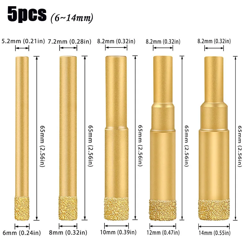 

5 pcs 6/8/10/12/14mm Ceramic Tile Drill Multifunctional Marble Vitrified Brick Granite Glass Drilling Hole Opener