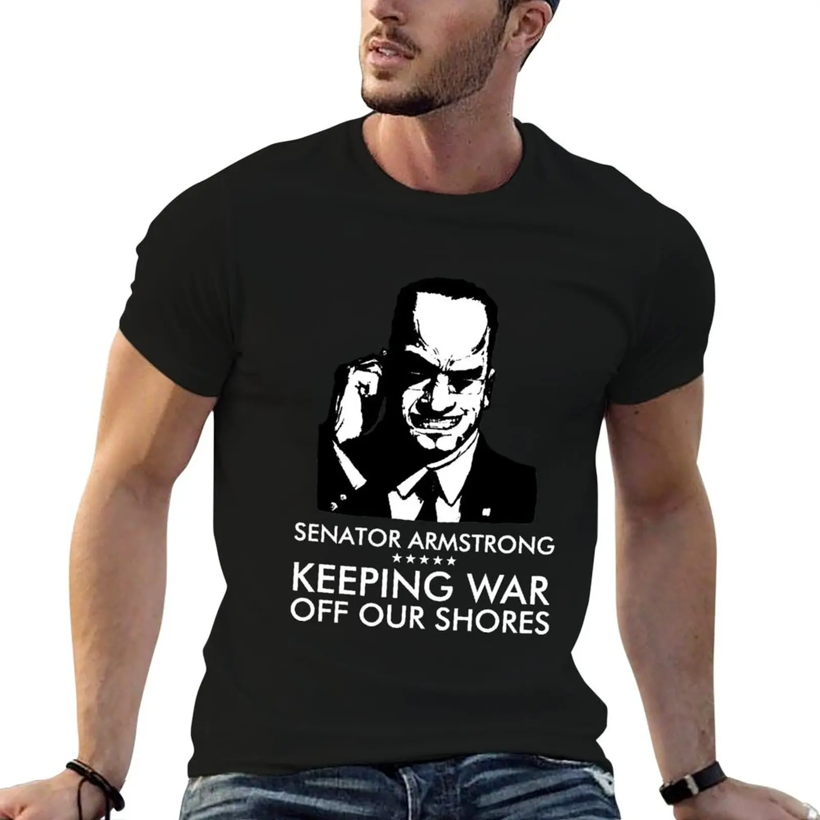 Campagne présidentielle du sénateur Armstrong - T-shirt classique Metal Gear Rising Revengeance, respirant, pour entraînement physique