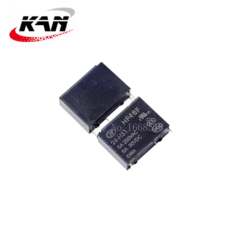 Imagem -05 - Relé de Potência Hf46f005-hs1 Hf46f-012-hs1 Hf46f-024-hs1 5vdc 12vdc 24vdc 5a 250vac 4pin Original Novo 100 Pcs