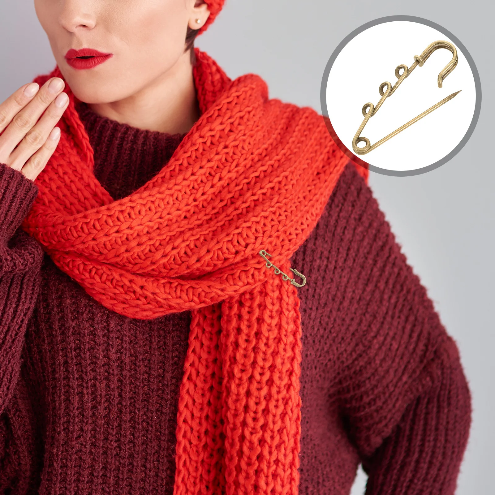 

20Pcs Large 3 Hole Safety Pins for Women Decorative Brooch Clips Scarves Shawls Clothes Lock Pins Safety Lock Pin