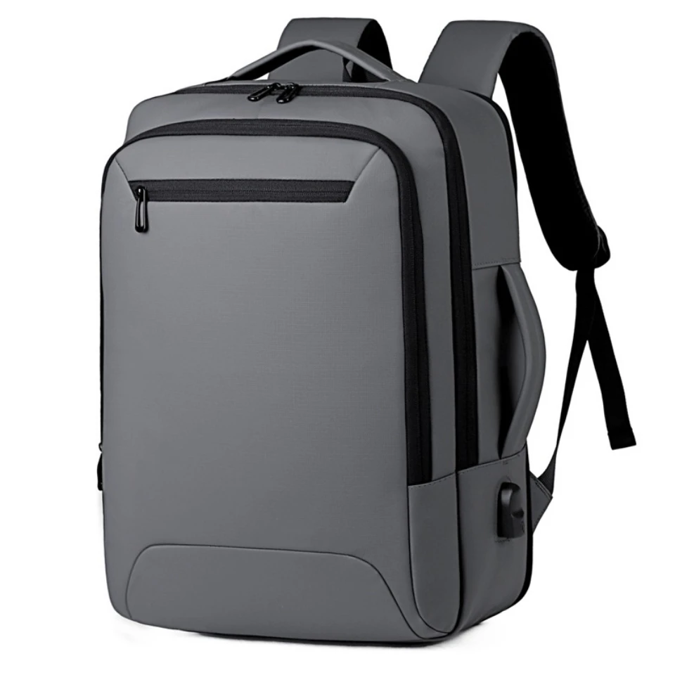 Business Travel Solid Color Backpack for Men Expandable Large Capacity Water Resistant Usb Charging MultiFunctional Compartment