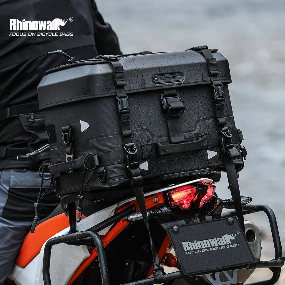 

Rhinowalk Motorcycle Tail Bag Camera Or Cooler Bag Version Hard Shell Backpack Fortress Series Rear Seat Bag Waterproof 36L