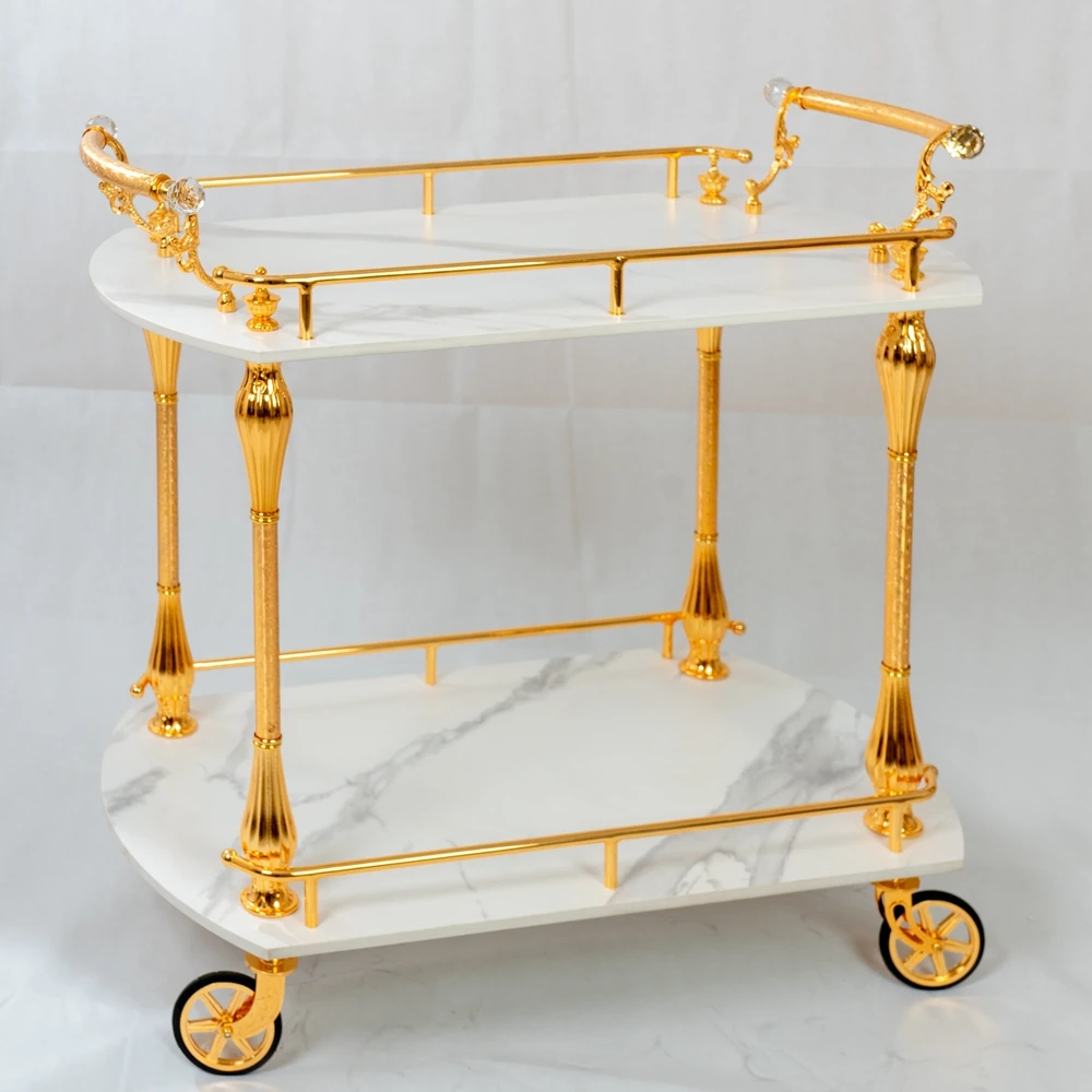 

Classic Retro Design Dining Carts Art Wedding Dining Cart Hotel Home Decor Luxury Trolley