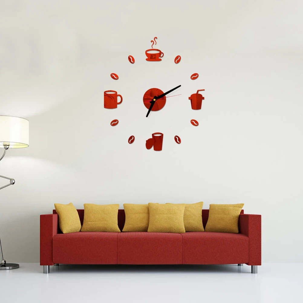 

Acrylic Wall Clock Self Adhesive Large Size Silent Movement Decorative Kitchen Living Room Bathroom Office Modern Stylish Mirror