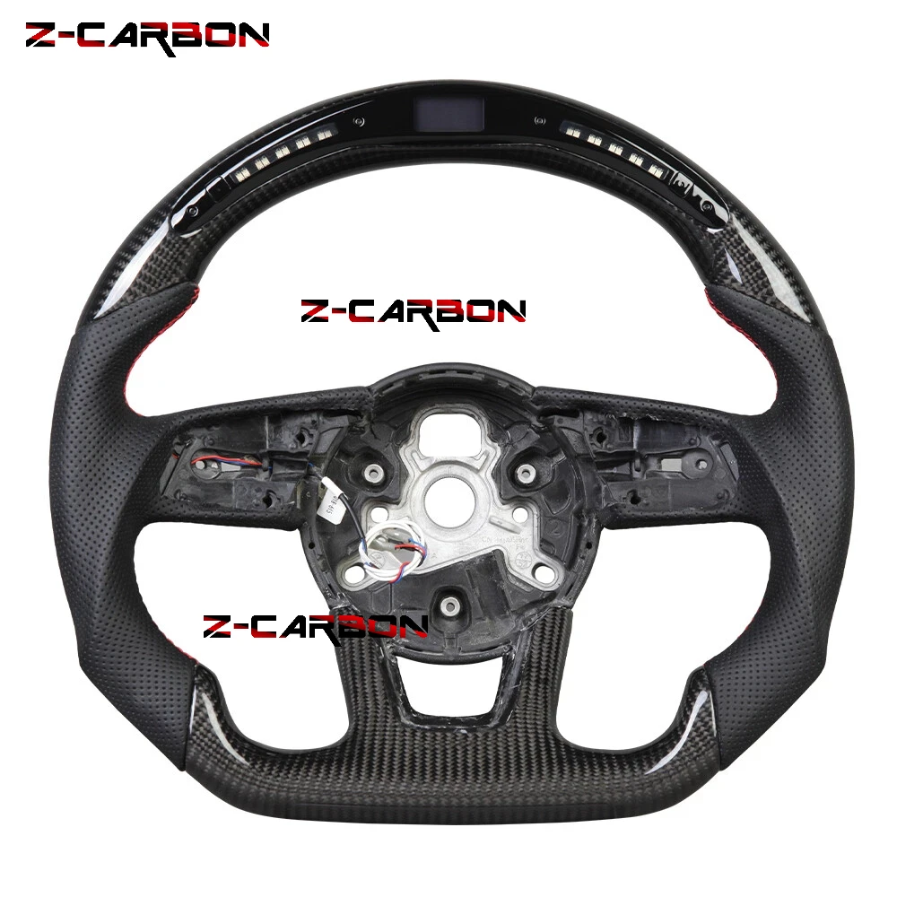 

Carbon Fiber LED Sport Steering Wheel Fit For Audi RS3 RS4 RS5 S3 S4 S5 2017-2020 Car Steering Wheel Red Stitching Accessories