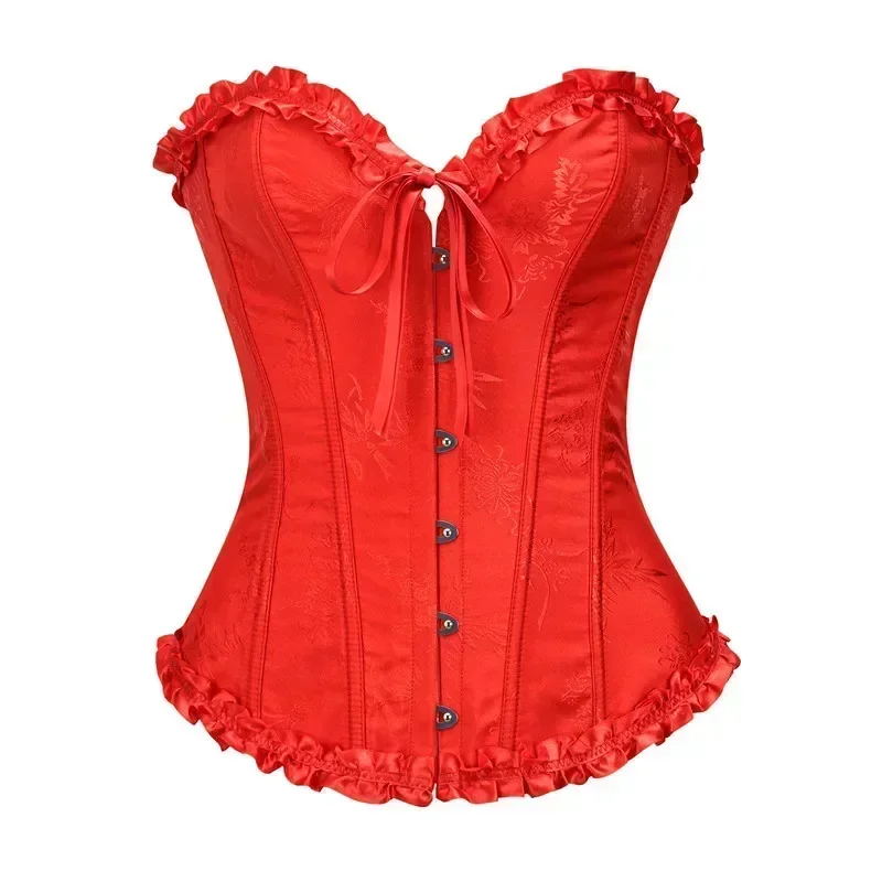 Plus Size Corsets and Bustiers for Women Top Sexy Corselet Overbust Brocade Vintage Renaissance Bodice Blue Yellow Green White