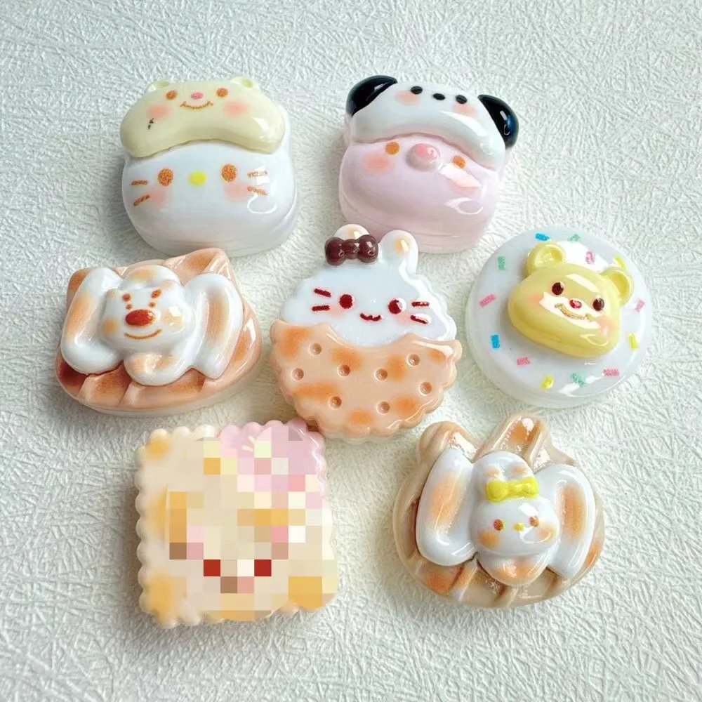 5pcs Foodie cartoon biscuits DIY cartoon resin flatback cabochon diy crafts materials kid handmade jewelry charms