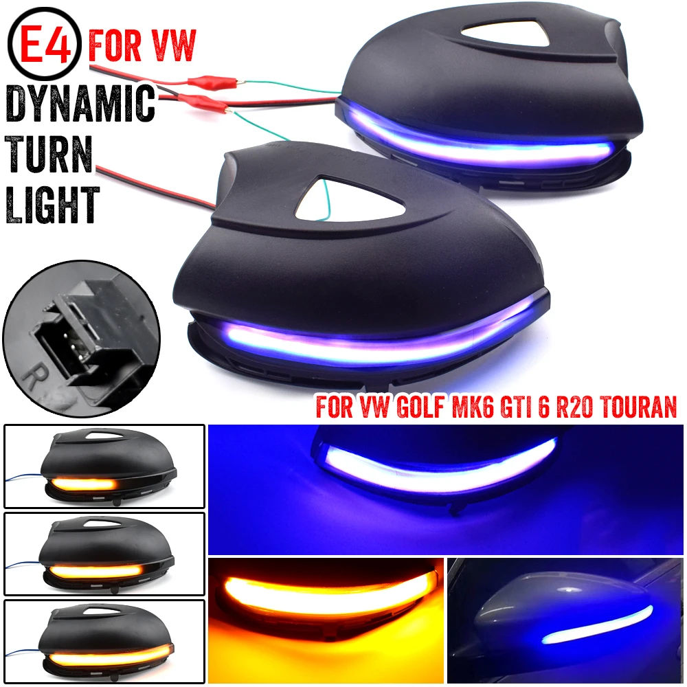 Dynamic Turn Signal LED Side Wing Rearview Mirror Indicator Blinker Repeater Light Lamp For VW GOLF 6 MK6 GTI R20 08-14 Touran