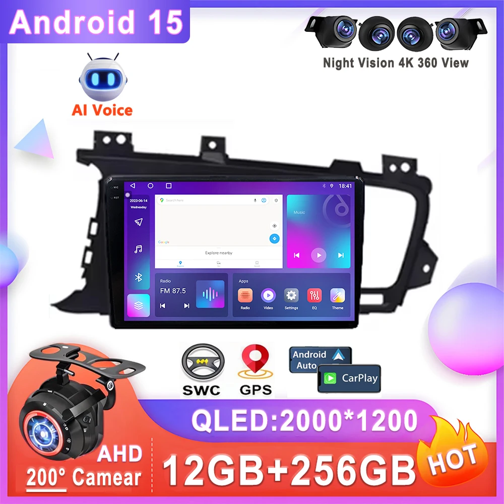 

Car Android 15 For Kia Optima 3 K5 TF T 2010 2011 2012 2013 2014 2015 Head Unit Multimedia Player Screen Navigation Dash Cam BT