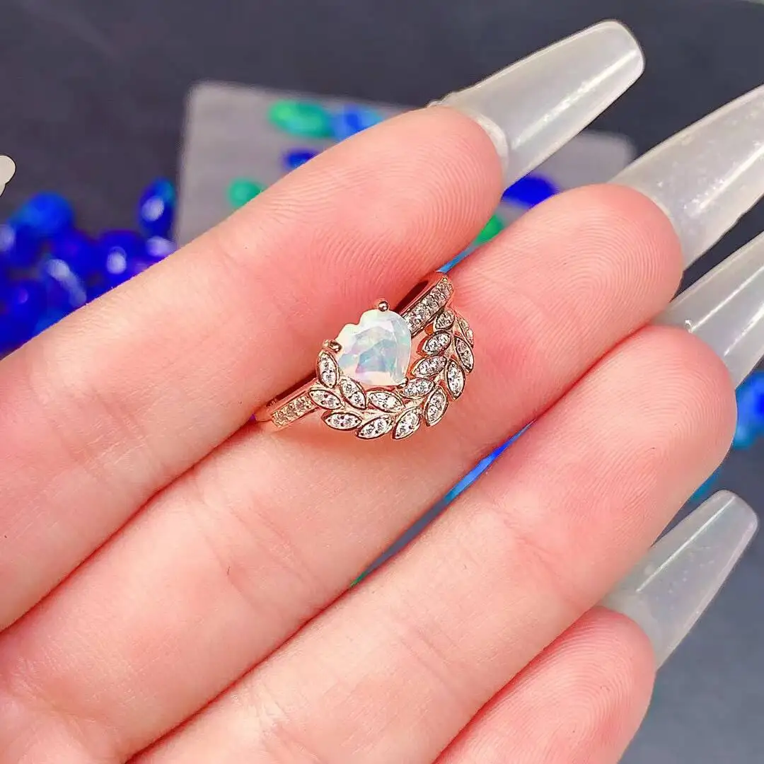 KJJEAXCMY New style Jewelry Natural Women's Opal ring 925 silver inlay Colorful and splendid Crystal pure fire flash explosion