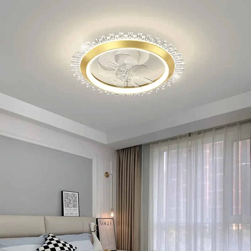 Smart Ceiling Fan Fans With Lights Remote Control Bedroom Decor Ventilator Lamp   Air Invisible Blades Retractable Silent