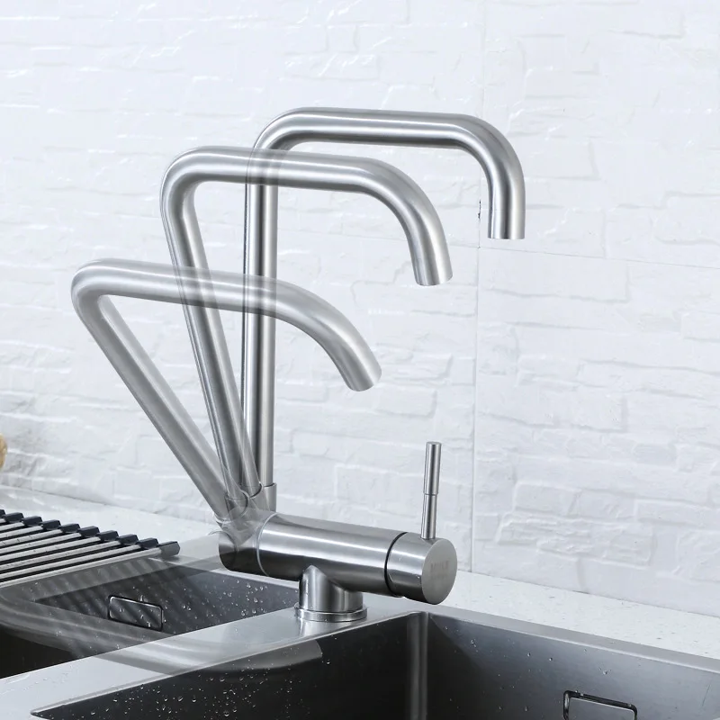 

Смеситель для кухонной мойки из нержавеющей стали, складной, с поворотом на 360 градусов, для установки на окно, для раковины, горячая и холодная вода